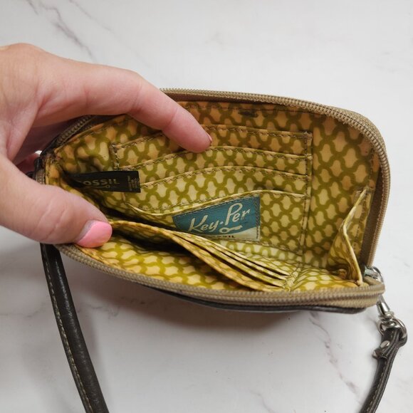 Fossil Keyper Wristlet Wallet Purse Floral Zippered Kep-Per Small Clutch - Picture 3 of 5